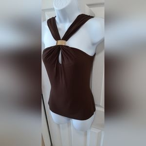 Cache halter top womens XS brown with gold hardware mint condition no flaws